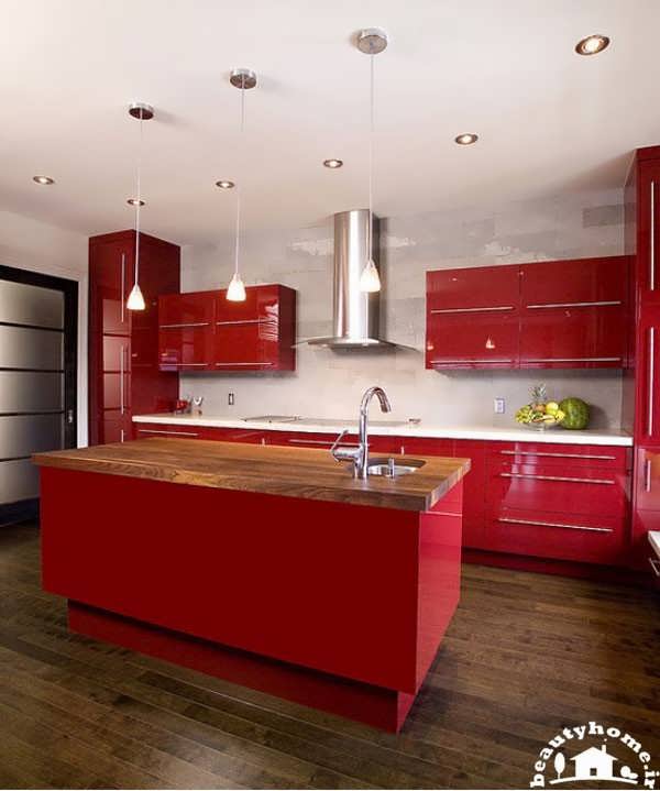 کابینت قرمز برای دکوراسیون آشپزخانه مدرن