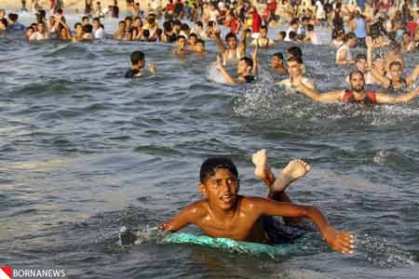 شنای زنان در سواحل غزه : تصاویر