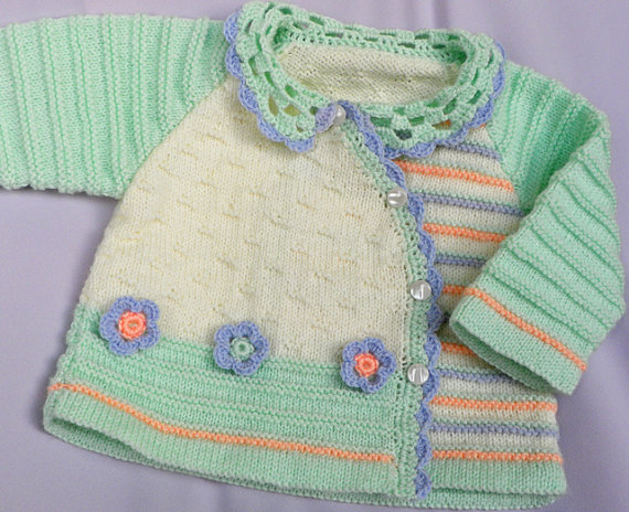 مقاله دست بافتنی ژاکت کش باف پشمی کودک را با گل crocheted