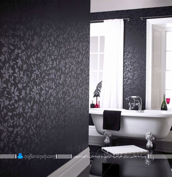 ترکیب رنگی سیاه و سفید در دکوراسیون حمام و دستشویی