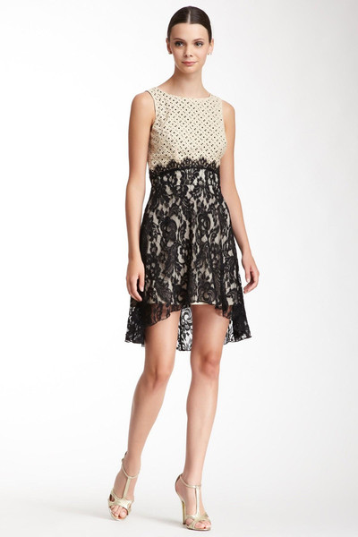 D1670LC- Embroidered Eyelet Dress With Lace Skirt