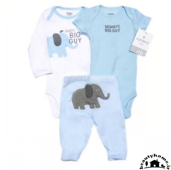 لباس نوزاد برای سیمونی نوزاد پسر آبی و سفید
