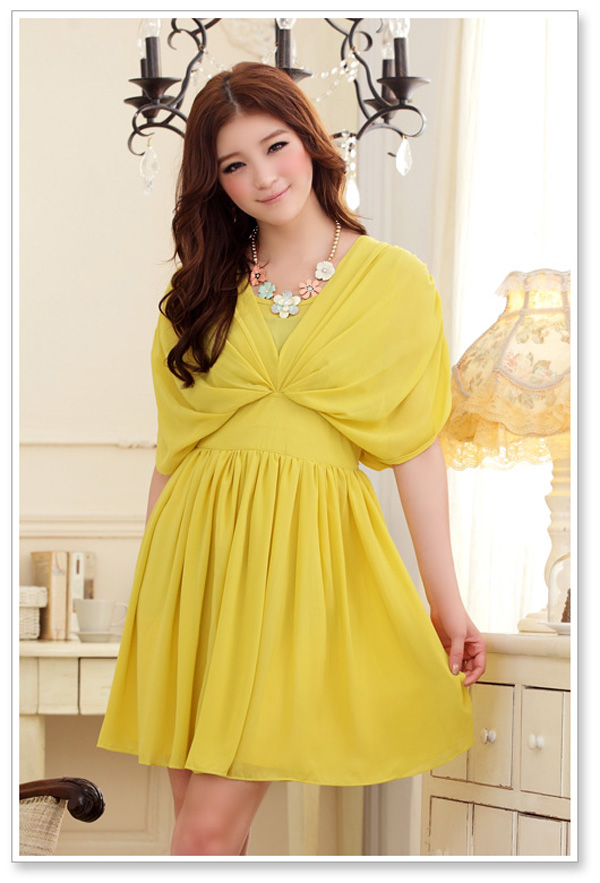 wholesale summer clothing women chiffon dress k9815 Yellow