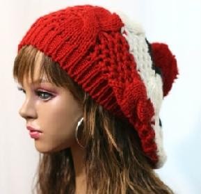 دست گرمی knitted قرمز سفید و سیاه و سفید چند رنگ یکنوع عرقچین کوچک کهمحصلین برسر میگذارند کلاه پشمی