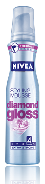 nivea diamond gloss styling mousse  موس حالت دهنده دیاموند گلاس نیوا (برق الماس)