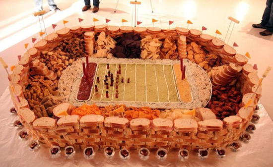 super bowl food stadium with candy edges