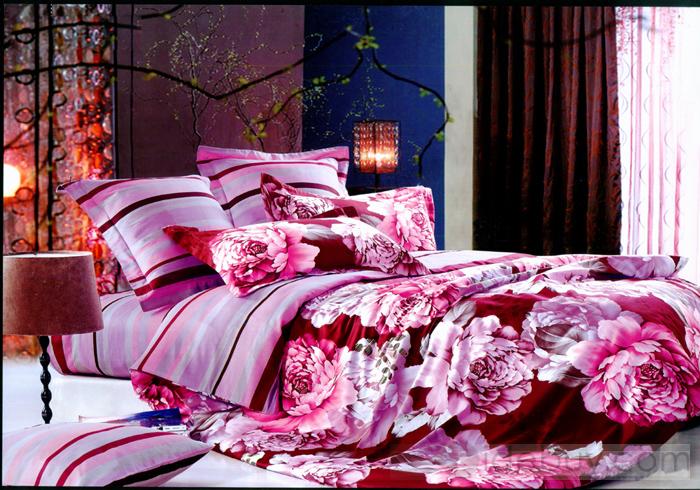 Peony In Rose and Pink Comforter 4 Piece Bedding Sets (Free Shipping)