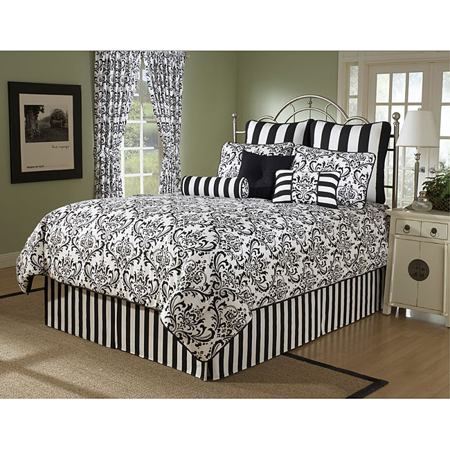 Arbor 10-piece King Comforter Set-ARBOR KING 10 PC BLACK/WHITE SET