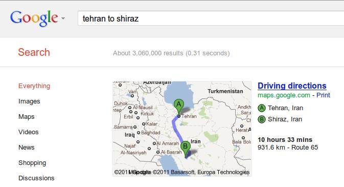 اندازه گیری فاصله ی شهر ها با گوگل!