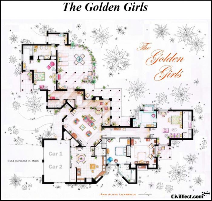 پلان معماری سریال دختران طلائی - The golden girls
