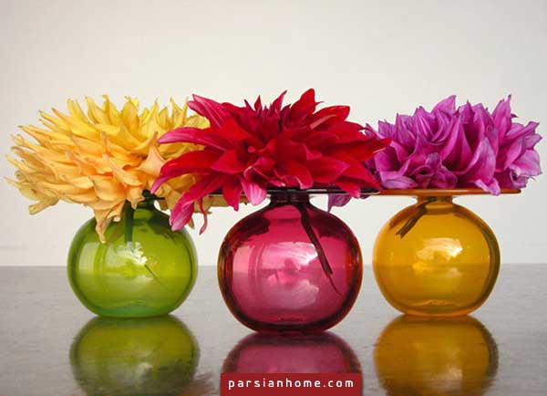 گلدان های شیشه ای و رنگی برای تزیین خانه