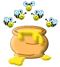 honey pot and bees animation