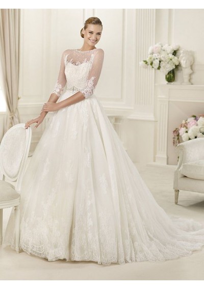 tulle-and-lace-jewel-neckline-ball-gown-