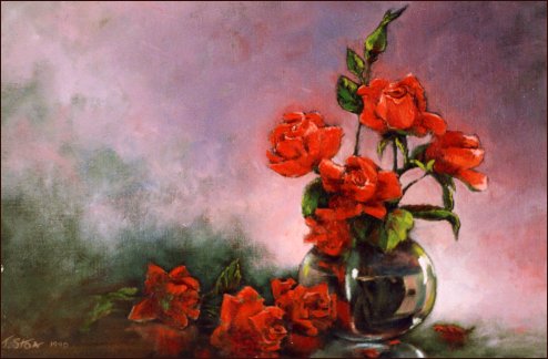 نقاشی با پاستل روغنی از گل