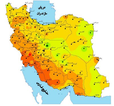 قلیم ایران - نقشه ایران - اقلیم گرم و خشک - اقلیم سرد و کوهستانی ، اقلیم گرم و مرطوب