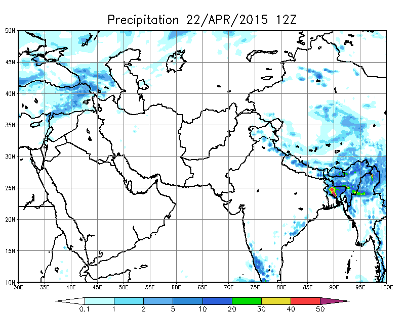 پیش بینی بارش 144 ساعت آینده (جی اف اس)