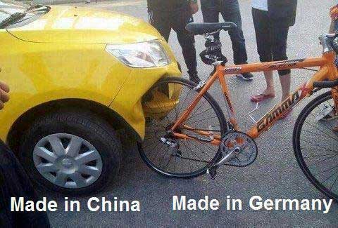 تصادف خودروی چینی با دوچرخه آلمانی !!!!