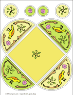 Half-moon petal envelope with spring design of birds and worms