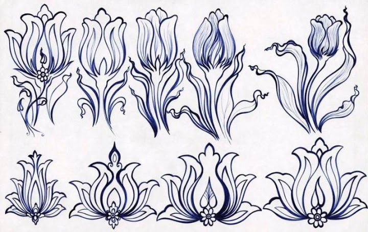 tulip flower flora khataei گل ختایی لاله گلهای ختایی بسیار متنوع هستند و در اشکال مختلف وجود دارند و حتی می توان از ترکیب شکل های مختلف خودشان گل های ختایی جدیدی خلق کرد. شاید زیباترین گل ختایی، گلی موسوم به