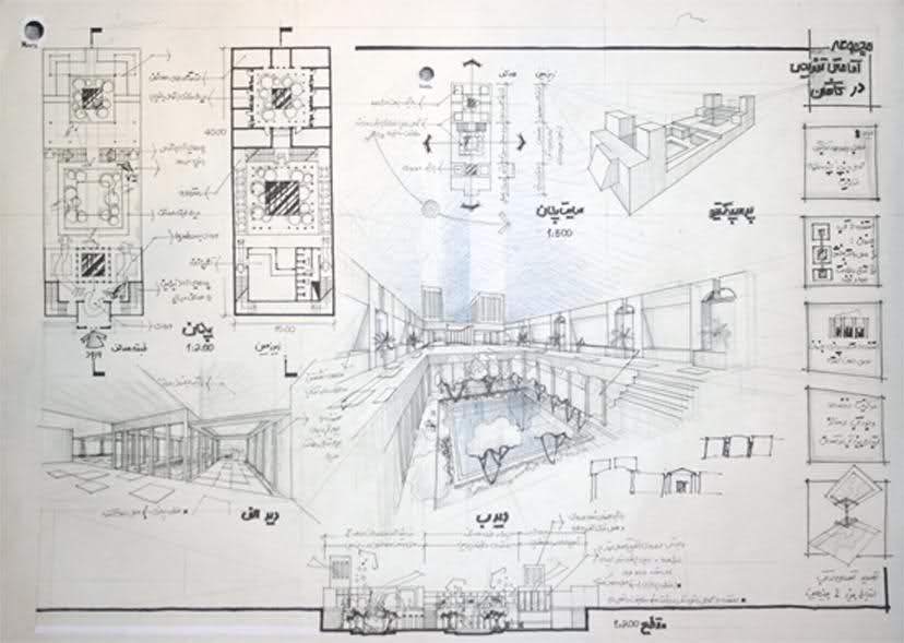 نمونه تمرینهای اسکیس معماری سال 83 و 84 و 85 و 86 در آتلیه مهندس دریانی