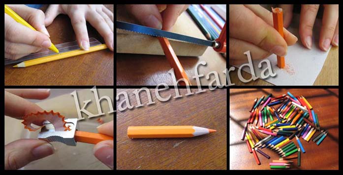 آموزش ساخت جا شمعی مداد رنگی