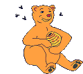 honey bear eating honey animation