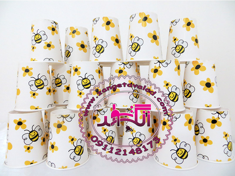 لیوان یکبار مصرف کاغذی تم زنبوری مشکی