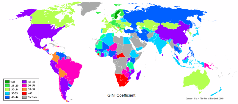 پرونده:Gini Coefficient World CIA Report 2009.png