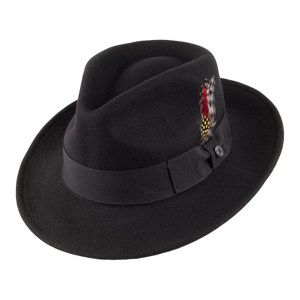 Jaxon Hats Crushable C-Crown Fedora - Black
