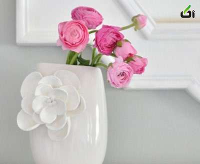 تزیین گلدان سفالی با وسایل ساده , گالری گلدون های تزیینی , گلدان تزیینی رنگی 
