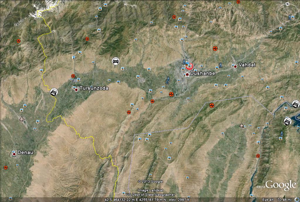 عکس ماهواره ای شهر دوشنبه تاجیکستان