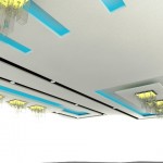 نمونه طراحی انجام شده سقف کاذب کناف با ترکیب ام دی اف هایگلاس که هالوژن ها روی هایگلاس نصب می شوند