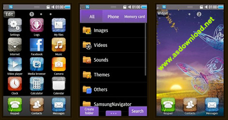 Purples Butterflies دانلود تم پروانه برای موبایل سامسونگ  بادا