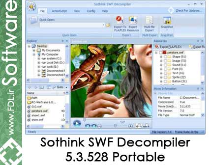 Sothink SWF Decompiler 5.3.528 Portable - نرم افزار ویرایش و تغییر فایل فلش