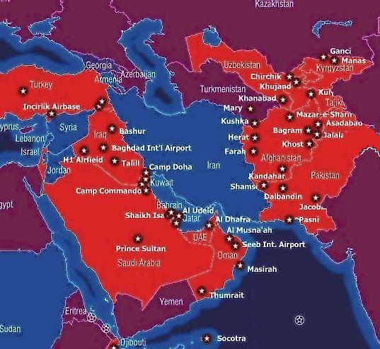 مهم ترین پایگاه های آمریکا در تیر رس موشک های ایران