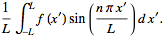 1/Lint_(-L)^Lf(x^')sin((npix^')/L)dx^'.