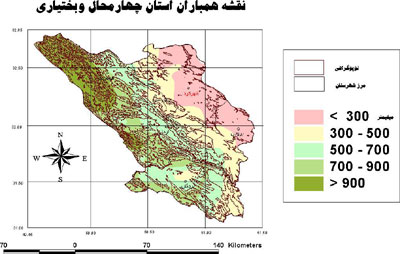 نقشه همباران استان چهارمحال و بختياري