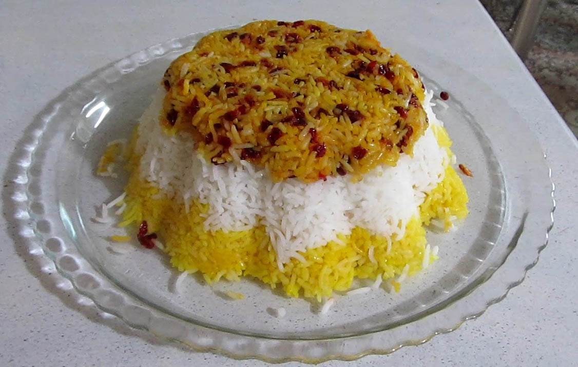 تزیین پلو با زعفران , تزیین انواع برنج , تزیین برنج نقشه ی ایران 