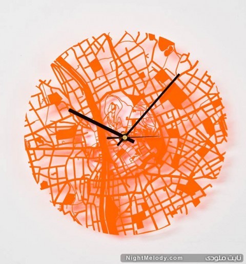 streets wall clock orange1 480x514 مدل های جدید و مدرن ساعت دیواری