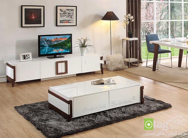 modern minimalist lcd tv stand design ideas 1 عکس میز ال سی دی جدید و زیبا در مدل های دیواری و زمینی