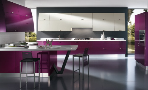 Modern Purple Kitchen Interior Design
