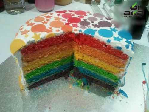 تهیه کیک تولد , دسر کیک رنگین کمانی , طرز تهیه کیک رنگین کمان 