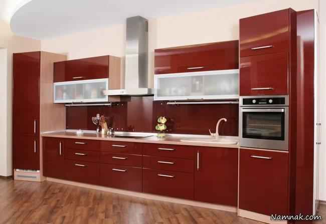 کابینت بندی آشپزخانه با رنگ قرمز