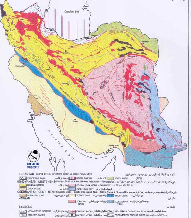 نقشه‌ي واحدهاي اصلي ساختاري رسوبي ايران