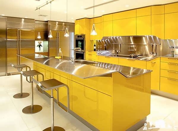 کابینت زرد آشپزخانه ایرانی مدرن 2013