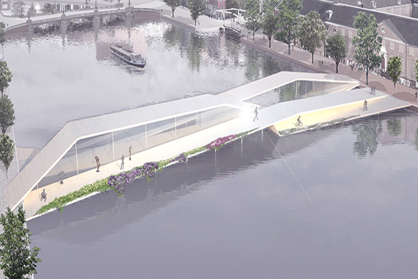 پل عابر پیاده آمستردام همراه با فضاهای عملکردی