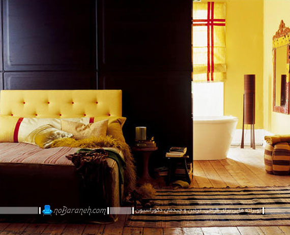 تزیینات اتاق خواب با رنگ های زرد و مشکی