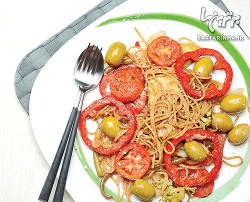 ,دستور پخت انواع اسپاگتی سبزیجات اسپاگتی,روش تهیه,غذاهای اروپایی