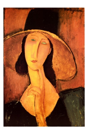 Portrait of a Woman (Jeanne Hébuterne) in Large Hat, c.1918 Art Print by Amedeo Modigliani