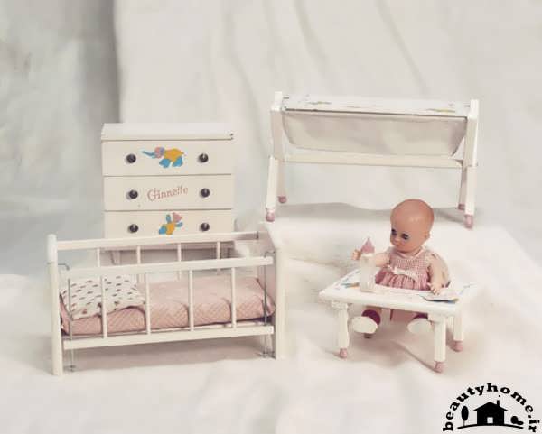 سیسمونی نوزاد و سرویس خواب نوزاد صورتی سفید